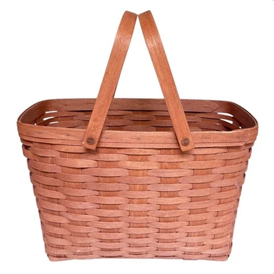 Longaberger Market Basket 80s Large 15.5" Picnic Storage 2 Handles Made USA Vtg - Image 1 of 4