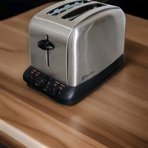 Russell Hobbs RH2T 2-Slice Brushed Chrome Toaster Bread & Bagel TESTED Works - Picture 1 of 20