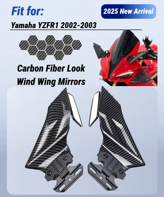 Espelhos retrovisores completos de fibra de carbono para Yamaha 2002 2003 YZF R1 - Imagem 1 de 4