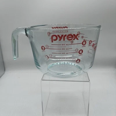 Pyrex Measuring Cup Clear Glass 64 Oz 8 Cup Red Lettering - Image 1 of 4