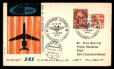 Mayfairstamps Dinamarca Vuelo 1959 Kobenhavn a Praga SAS Cubierta aau_78583 Foto 1 de 2
