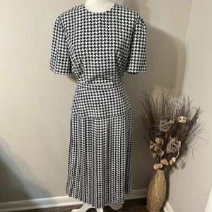 Kasper Para ASL Conjunto de 2 piezas Falda Blusa Pata de Gallo Azul Blanco Falda Plisada Talla 14 - Imagen 1 de 9