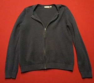 Suéter cárdigan manga larga Croft & Barrow para mujer grande tejido azul cremallera completa - Imagen 1 de 8