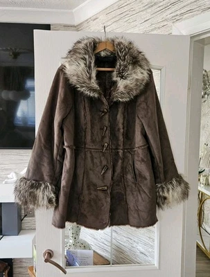Centigrade Shearling/Faux Suede Faux Fur Coat Toggle Closure QVC Size 3XL - Image 1 of 4