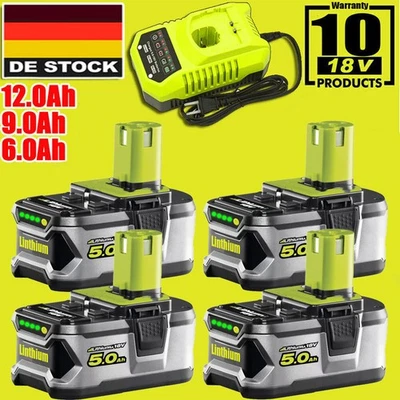 FÜR RYOBI Para RYOBI 18V 12,0Ah Batería One Plus Litio HP RB18L50 P108 Batería / Cargador