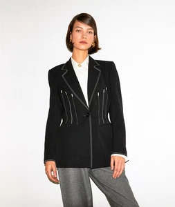 Blazer de lana Escada Margaretha Ley negro Italia para mujer talla 40 clásico - Imagen 1 de 13