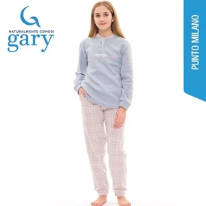 Pigiama lungo da ragazza in cotone lanato Gary S40043 - Imagen 1 de 2