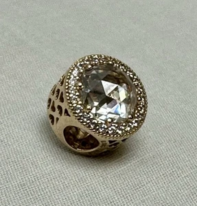 PANDORA Authentic 14K Gold Charm Radiant Hearts CZ Charm Retired - Picture 1 of 10
