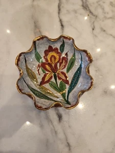 Cuenco floral vintage numerado con volantes de cerámica italiana, hecho en Italia 7,25”, mano P - Imagen 1 de 5