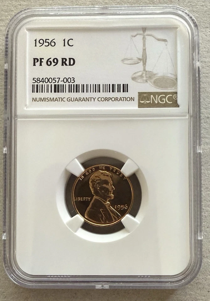 1956 Lincoln Cent Wheat Red Penny PROOF, NGC PF 69 RD - Image 1 of 4