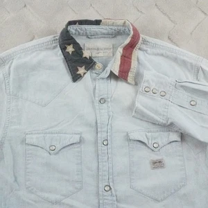 Denim & Supply Ralph Lauren Chambray Pearl Snap Shirt Herren Medium USA Western - Bild 1 von 9