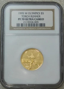 1995-W Olympics Torch Runner Gold $5 NGC PF70 Ultra Cameo Proof near 1/4 oz K382 - Picture 1 of 4