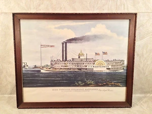 N Currier Print of High Pressure Steamboat Mayflower 1855 Reprint of Original - Picture 1 of 11