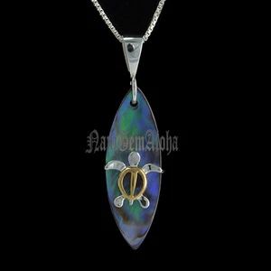 Colgante hawaiano de plata de ley 925 con abulón tortuga marina - Imagen 1 de 1