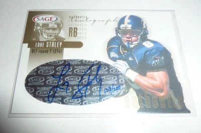 2002 SAGE LUKE STALEY ROOKIE SILVER AUTOGRAPH FOOTBALL CARD 107/200  S-15 - Image 1 of 3