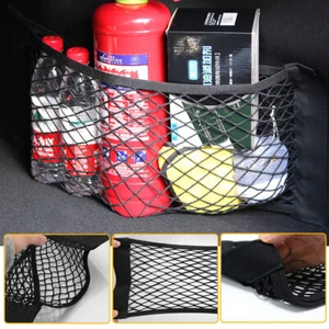 1x Car Interior Elastic Net Storage Holder Rear Trunk Seat Organizer Mesh Black - Imagen 1 de 13