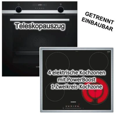 Herdset Siemens Backofen Schnellaufheizung + Glaskeramikkochfeld autark 60 cm - Bild 1 von 4