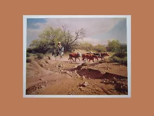 Stampa artistica Frank McCarthy Starting His Gather Cattle Roundup American West 11x9" - Foto 1 di 8