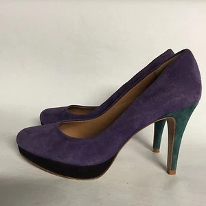 Elie Tahari Blair Suede Purple Turquoise Pumps 35 US 4.5-5 Nice! - Picture 1 of 10