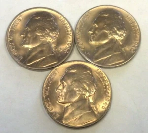 (3) CHOICE GEM BU JEFFERSON NICKELS 1938-D, 1940-D, & 1946-D (2612) - Picture 1 of 2