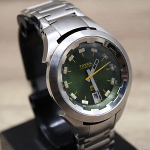 Orologio FOSSIL Blu Uomo Tono Argento Acciaio Inox Quadrante Classico Verde Data - Foto 1 di 8