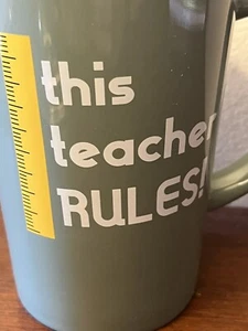 This Teacher Rules! Coffee Cup 16oz Tall Green Mug Give a School Teacher A Gift - Picture 1 of 7