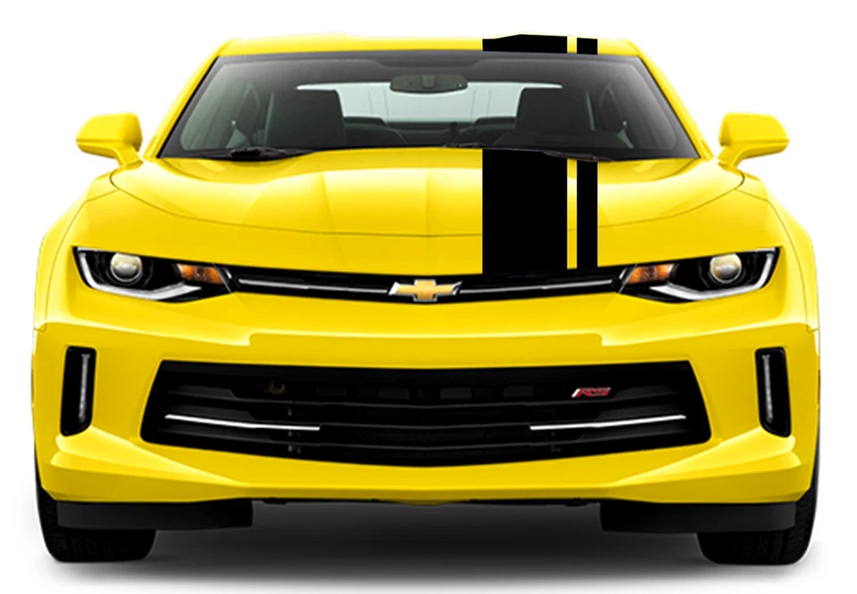 Calcomanía de vinilo negra brillante Chevy CAMARO 2" y 8" coche de rally doble rayas Foto 1 de 4
