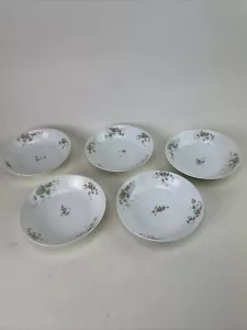 Set of 5 Charles Ahrenfeldt Limoges Porcelain Soup Bowls Yellow Pink Blue Floral - Picture 1 of 5