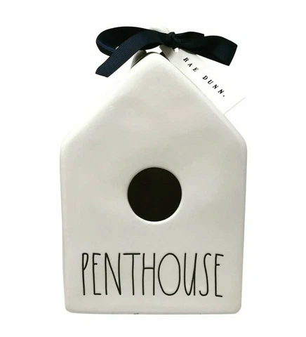 RAE DUNN BY MAGENTA: VINTAGE: CERAMIC: "PENTHOUSE" : BIRDHOUSE: IVORY: BRAND NEW Cover