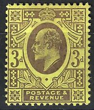 GB SG232a KEVII 1902 3d Dull Purple / Orange-Yellow, Chalk Paper,, Mounted Mint