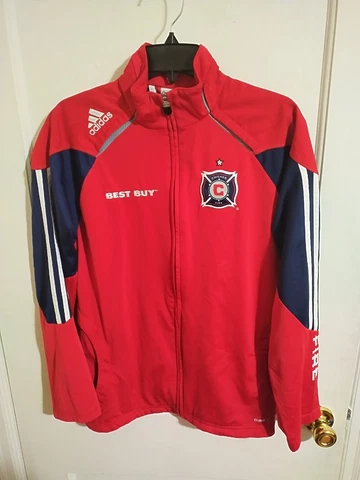 Chicago Fire Best Buy Adidas Navy Full Zip Patched Jacket Climalite Size (S) EUC Cover