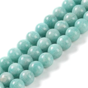 Strand 50+ 8mm Natural Amazonite Grade A Round Plain Beads UK - Picture 1 of 5