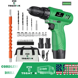 12V Cordless Drill 3/8" Keyless Chuck, 25 Drill Bits,1.5AH Battery And Charger - Picture 1 of 28