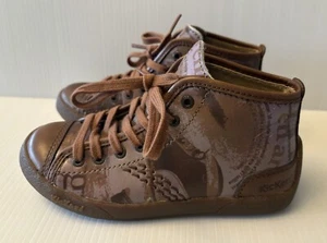 KICKERS Boys Brown Leather High Tops Size EU 32 US 1.5 UK 13 Logo Lace Up Casual - Picture 1 of 17