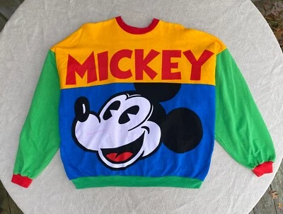 Sudadera Vintage Disney Mickey Mouse Color Block Por J.G. Gancho Talla Grande RARO Foto 1 de 4