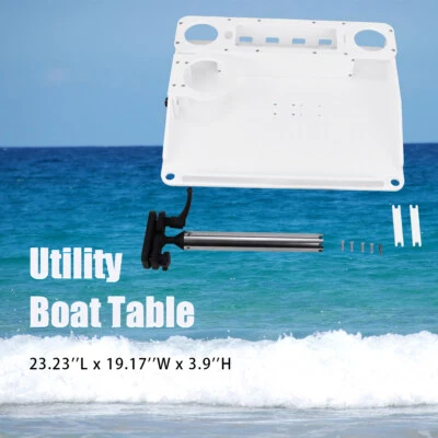 NIXFACE Utility Boat Table w/Rod Holder Mount Portable Boat Caddy Organizer Marine Table