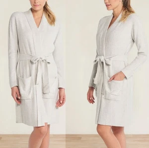 Barefoot Dreams CozyChic leichter Morgenmantel mit geripptem Rand in Silber/Perle Gr. L/XL - Bild 1 von 13