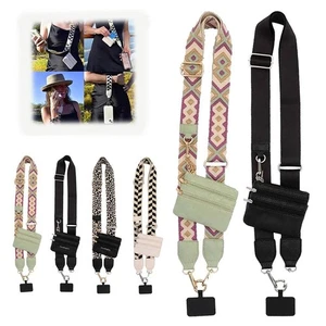 Phone Strap W/ Zippered Pouch,Cross Body Phone String with Zipper Wallet Pouch - Photo 1 sur 12