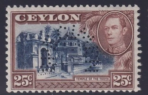 CEYLON, 1938 KGVI 25c. Deep Blue & Chocolate, perf. SPECIMEN, mnh. - Picture 1 of 1