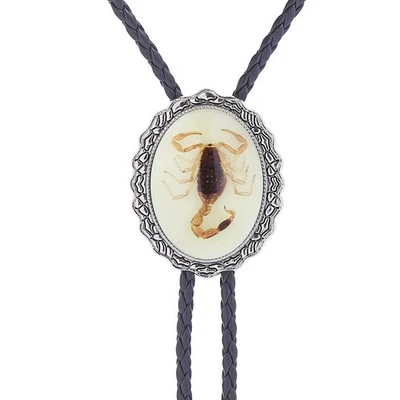 Luminoso Real Escorpión Vaquero Occidental Para Hombres BOLO Corbata Clip Deslizable Collar de Boda Foto 1 de 4