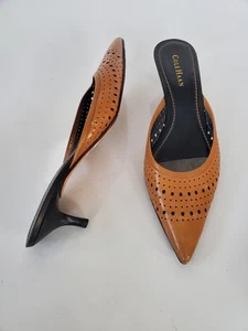 Cole Haan Womens Shoes Kitten Heel SlidesPerforated Leather Mules Size 10.5 B - Picture 1 of 13