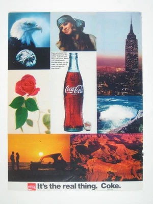 Coca-Cola Its The Real Thing Vintage 1970s Ad Print ADVERT NYC Bald Eagle - Image 1 of 2