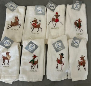 Lot of 8 Santa’s Reindeer Fingertip Towels By Trim A Home K-Mart Christmas Towel - Picture 1 of 6