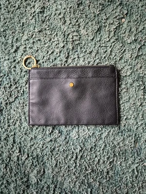 J. Crew 皮革拉链保护壳配件化妆品黑色钥匙扣 — 第 1/4 张图片