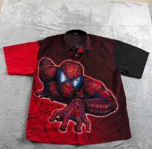VTG Spider-Man Shirt Mens XL Button Up Marvel Superhero Movie All Over Print Y2K - Picture 1 of 17
