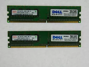 SNPXG700CK2/2G Dell 2GB Approved Kit (2x1GB) PC2-6400 DDR2-800MHz non-ECC Unbuff - Picture 1 of 1