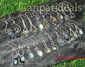 New Offer !! Labradorite Gemstone Earrings Lot Ethnic Handmade Jewelry Lots
