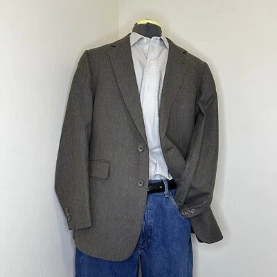 De Colección Ejecutivo Para Hombres 41R 45" Blazer Abrigo Deportivo Traje Chaqueta Gris Marrón Rayas EE. UU.* Foto 1 de 4
