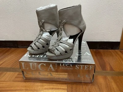 Stivaletti estivi punta aperta Stefani pelle argento 37. - Immagine 1 di 3