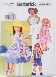 Vestido corto y pantalón Butterick patrón rápido y fácil 3477 niño pequeño, niño talla 2-5 - Imagen 1 de 3